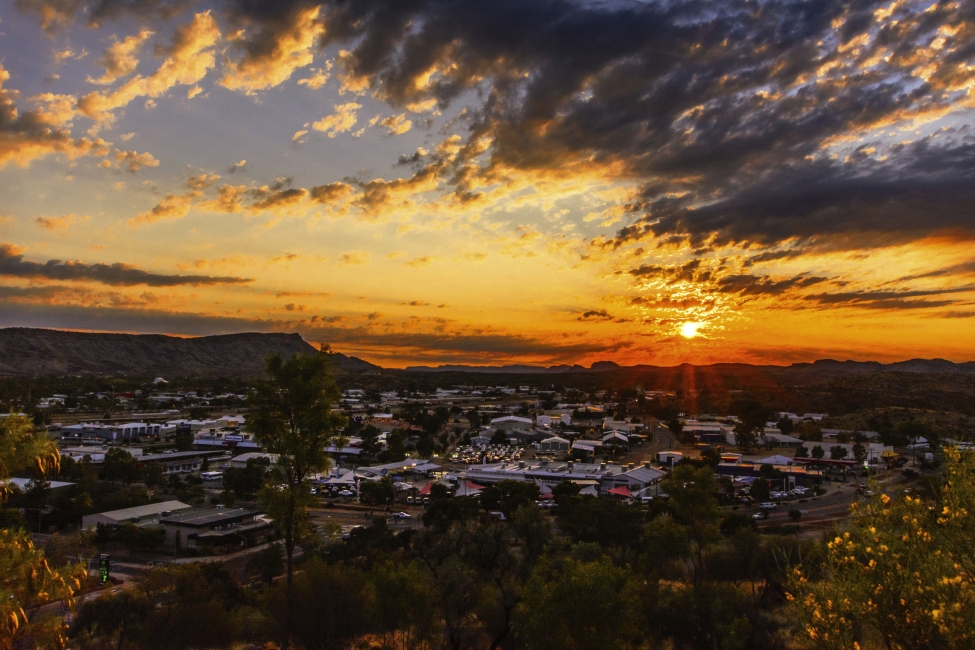 Coucher de soleil près d'Alice Springs