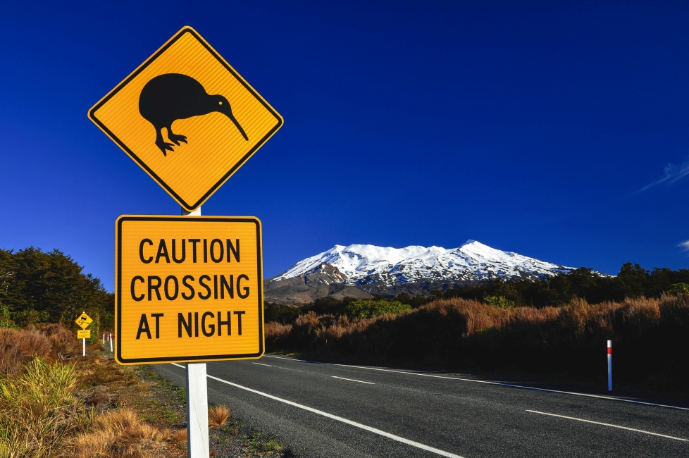 Panneau d'avertissement dans le parc national de Tongariro